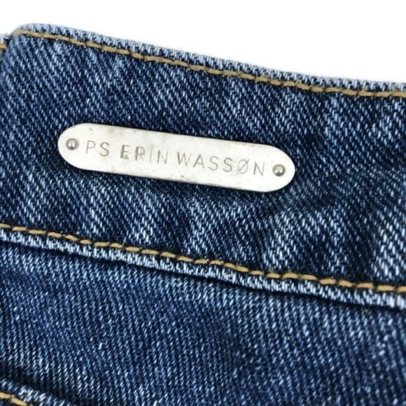P.S Erin Wasson Women's 24 Shorts Denim Cut-offs Distressed Knit Back Pocket - Picture 6 of 7